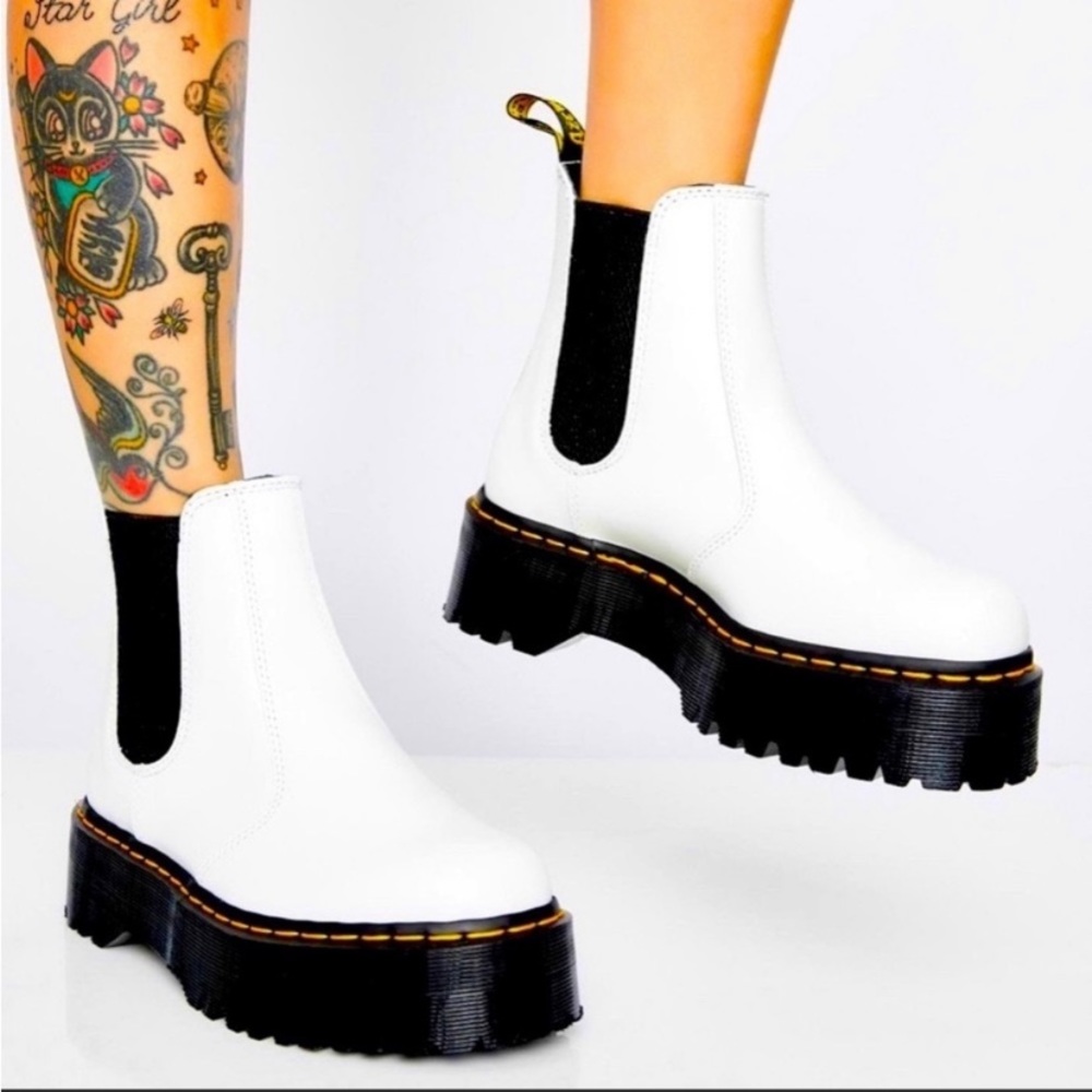NWT (Original Box) Size 8 | Dr. Martens Platform Chelsea Boots in White